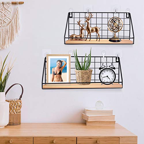 m zimoon Estantería de Pared, Estanterías Flotantes Montadas en la Pared Estantería Colgante Decoración para Sala de Estar Dormitorio Oficina Cocina Baño (2 Piezas, Negro)