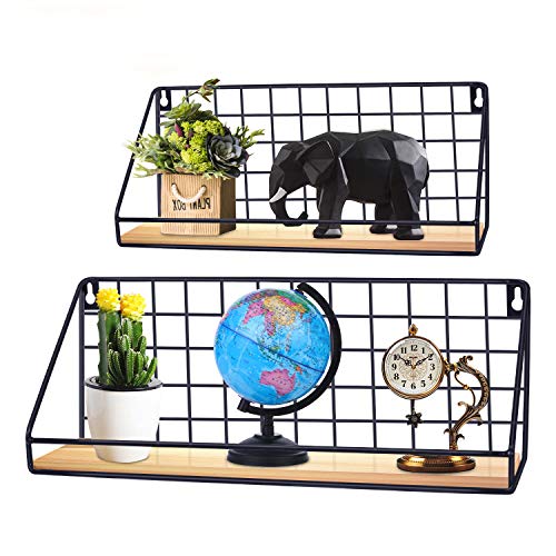 m zimoon Estantería de Pared, Estanterías Flotantes Montadas en la Pared Estantería Colgante Decoración para Sala de Estar Dormitorio Oficina Cocina Baño (2 Piezas, Negro)