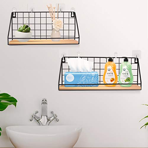 m zimoon Estantería de Pared, Estanterías Flotantes Montadas en la Pared Estantería Colgante Decoración para Sala de Estar Dormitorio Oficina Cocina Baño (2 Piezas, Negro)