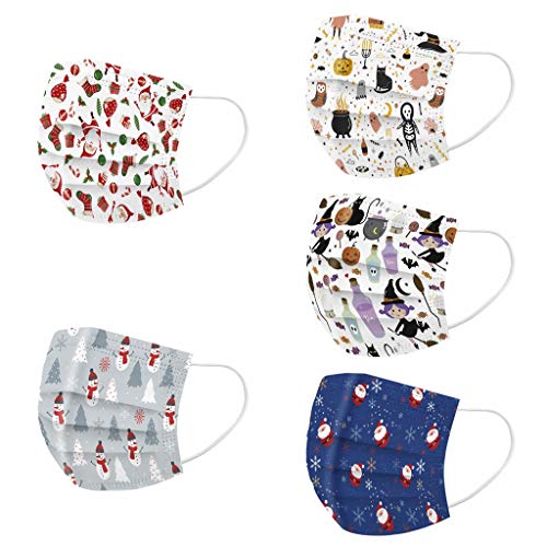 m_ascarilla Desechables Dibujos de Filtro de 3 Capas con Pendientes Elásticos Niños Protección, Patrón de Dibujos Animados de Vacaciones 50 Unidades (B)