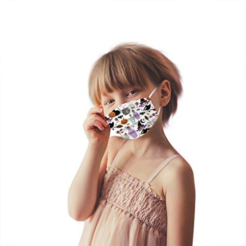 m_ascarilla Desechables Dibujos de Filtro de 3 Capas con Pendientes Elásticos Niños Protección, Patrón de Dibujos Animados de Vacaciones 50 Unidades (B)