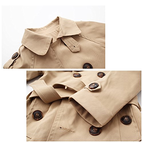 M&A Unisex Chaqueta Gabardina Abrigo Niños Niñas Otoño Primavera 3-8 años 90-140cm Caqui