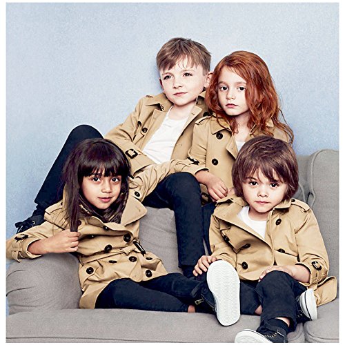 M&A Unisex Chaqueta Gabardina Abrigo Niños Niñas Otoño Primavera 3-8 años 90-140cm Caqui