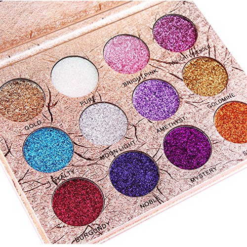 Maange Sombras de Ojos Paletas de Maquillaje de 12 Colores Sombras de Ojos Brillantes Paletas de Colores para Ojos de Maquillaje