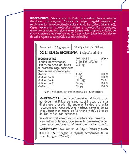 MABO Cyst 30 cap (1 mes) - Protección Contra Infecciones Urinarias Arándano Rojo Probióticos Cepas Bacterianas Vitaminas A C D Cobre Selenio