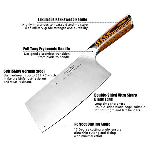 Macheta Cocina, Cuchillo de carnicero, Cuchillo asiático hecho del acero inoxidable carbonatado alemán alto, cuchillo de cocina chino de los 18cm para el uso de fines múltiples, Hachas de Cocina