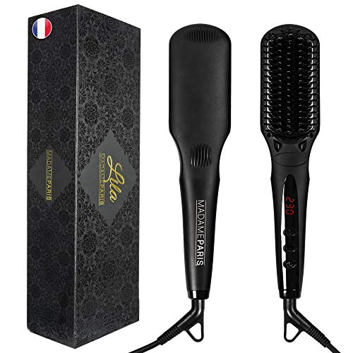 MadameParis - Cepillo Alisador Iónico Edición LILA - Cepillo Profesional Térmico Cerámico- Calentamiento Súper Rápido - Efectividad de Peluquería Profesional