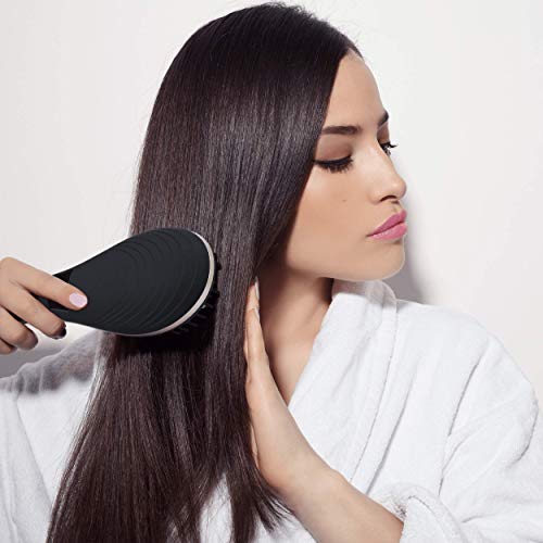 MadameParis - Cepillo eléctrico profesional para alisar el cabello, Negro