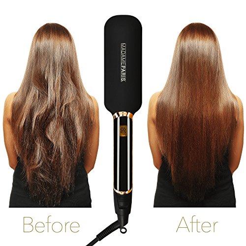 MadameParis Ella - Plancha de pelo con planchas anchas, alisador de pelo por infrarrojos, calidad profesional, placas de cerámica