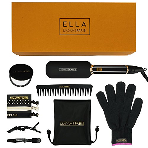 MadameParis Ella - Plancha de pelo con planchas anchas, alisador de pelo por infrarrojos, calidad profesional, placas de cerámica