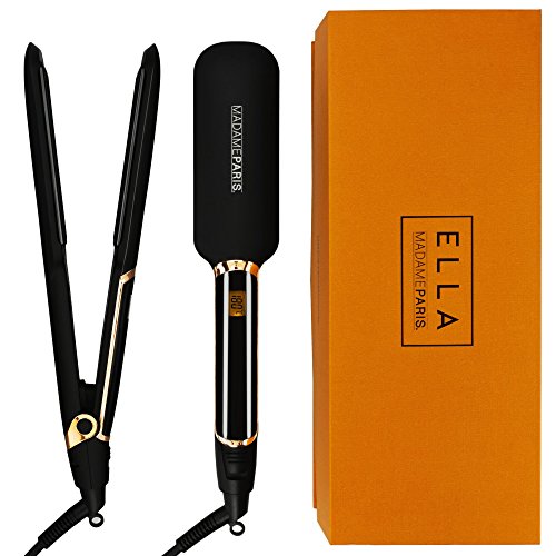 MadameParis Ella - Plancha de pelo con planchas anchas, alisador de pelo por infrarrojos, calidad profesional, placas de cerámica
