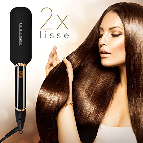 MadameParis Ella - Plancha de pelo con planchas anchas, alisador de pelo por infrarrojos, calidad profesional, placas de cerámica
