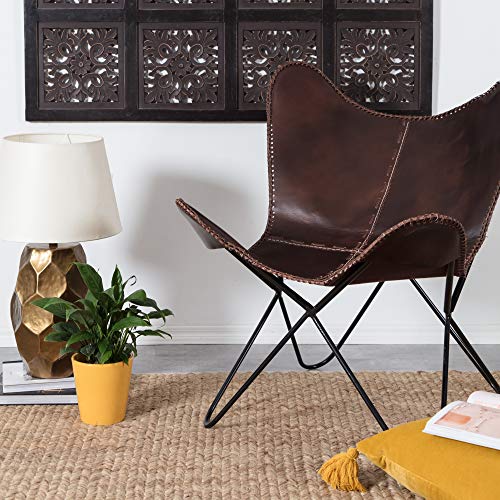 Madeleine Home Butter Fly Chairs (Cuero marrón)