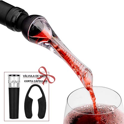Mafiti Decantador Aireador de Vino Profesional. Elegante y práctico para amantes del Vino. Vertedor de vinos ideal para fiestas y eventos.