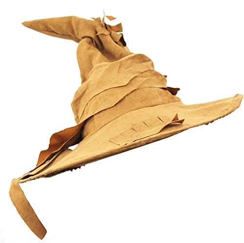 MAGO DISFRAZ ACCESORIO CONJUNTO PARA ADULTOS - SOMBRERO DE MAGO + GAFAS NEGRAS REDONDAS + VARITA DE MAGO EN ESTILO RAMA - ACCESORIOS DE DISFRACES PARA LA SEMANA DEL LIBRO (MARRÓN)