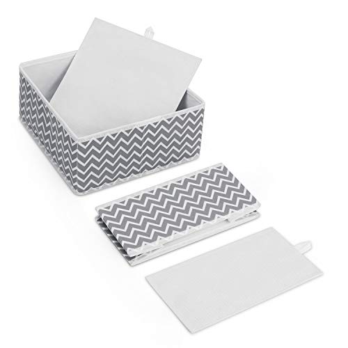 MaidMAX Organizadores de Cajones Plegables, Cajas Organizadoras para Cajón, Conjunto de 6 Organizadores de Ropa Interior, Calcetines, Calzoncillos, Zigzag Gris/Blanco