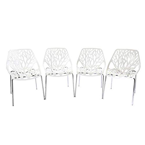 Makika Silla de Diseño Taburete Retro Vintage para la Oficina la Comedor la Cocina la Salón Conjunto de Silla de 4 CALUNA en Blanco con Respaldo