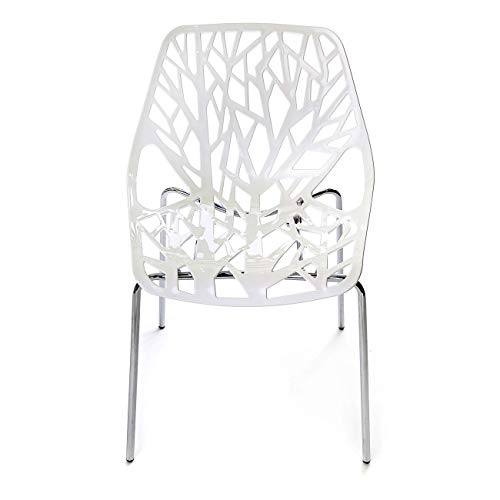 Makika Silla de Diseño Taburete Retro Vintage para la Oficina la Comedor la Cocina la Salón Conjunto de Silla de 4 CALUNA en Blanco con Respaldo