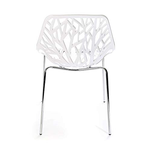 Makika Silla de Diseño Taburete Retro Vintage para la Oficina la Comedor la Cocina la Salón Conjunto de Silla de 4 CALUNA en Blanco con Respaldo
