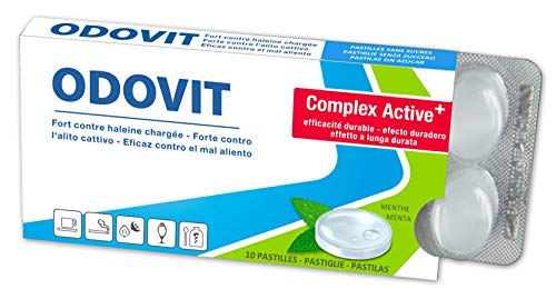 Mal aliento - ODOVIT te ayuda: 5x pastillas para la higiene bucal de 10 unidades - Fuerte contra la halitosis - para un aliento fresco y duradero