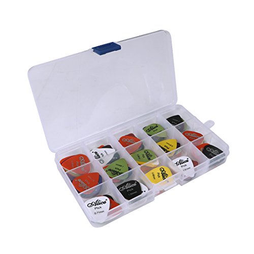 Malayas Púas de Guitarra Pack de 100 unidades Púas para Guitarra Eléctrica Acústica Española y Bajo Colores Lindos Surtidos 6 Grosores 0,58mm/0,71mm/0,81mm/0,96mm/1,2mm/1,5mm Con Caja de Almacenaje