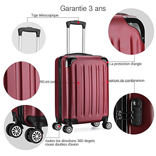 Male ta cabina Equipaje de mano 55cm ABS rígida ligera con 4 ruedas 40L Rojo