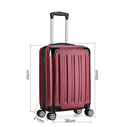 Male ta cabina Equipaje de mano 55cm ABS rígida ligera con 4 ruedas 40L Rojo