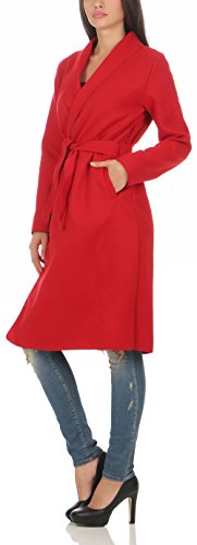 Malito Larga Capote Cascada de Corte Abrigo Cárdigan 3050 Mujer One Size (Rojo)