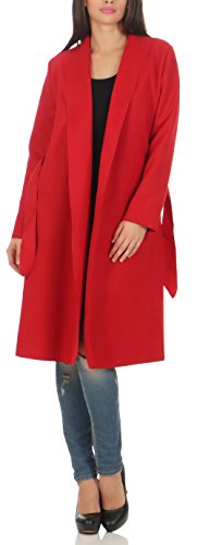 Malito Larga Capote Cascada de Corte Abrigo Cárdigan 3050 Mujer One Size (Rojo)