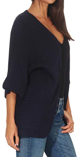 Malito Mujer Lana-Chaqueta Superior Cardigan Suéter Pullover 0185 (Adecuado de la Talla 40 hasta 46, Azul Oscuro)