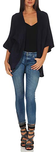 Malito Mujer Lana-Chaqueta Superior Cardigan Suéter Pullover 0185 (Adecuado de la Talla 40 hasta 46, Azul Oscuro)