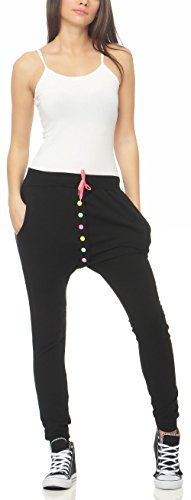 Malito Mujer Pantalón Boyfriend Botones Aladin Sudadera Baggy Deporte 2659 (XXL, Negro)