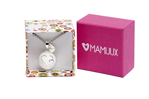 MAMIJUX Llamador de ángeles esmaltado Blanco con Corazones y con Cadena de Acero