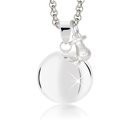 MAMIUX Llamador de ángeles con Chupete Plateado con Cadena de Acero 110cm