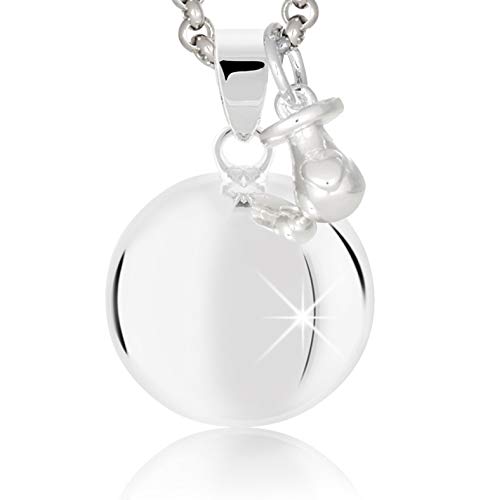 MAMIUX Llamador de ángeles con Chupete Plateado con Cadena de Acero 110cm