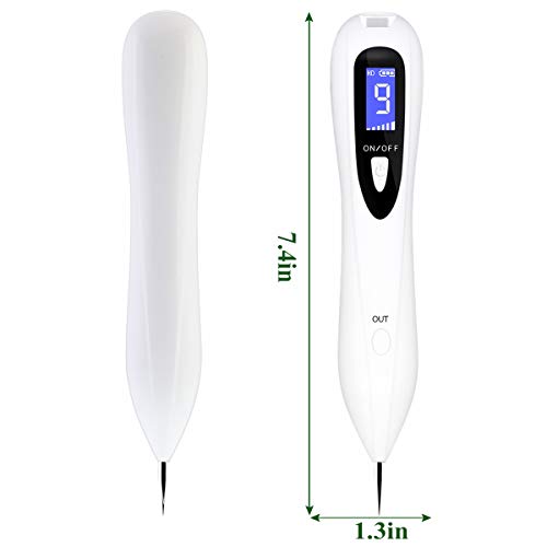 Manchas Cara Eliminación, Pluma de Eliminación de Mole, Spot Eraser Pro, Mole Remover Pen, Pluma de Pecas para Manchas, Pecas, Tatuajes, Verrugas y Mole, Con Pantalla LCD y Agujas Reemplazables