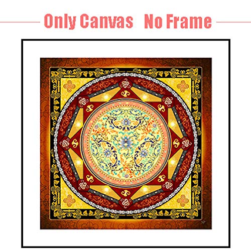 Mandala de Tangka Buda Pintura Religión Tibetana Guadalupe Pintura al óleo sobre lienzo Mandala Decoración de arte Pared 40CMx40CM