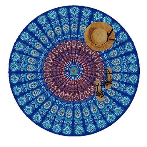 Manfâ Indian Feather Mandala Toalla De Playa PortáTil Redonda 150 Cm Resistente A La Arena SúPer Ligeray De Secado RáPido Ideal Para De Tapices