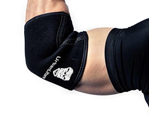 Mangas de codo Urban Lifters (Par) - Excelente soporte, calor, compresión, prevención de lesiones y mejora del rendimiento para Pressing, WOD's, Crossfit, WeightLifting, Powerlifting & Gym Goers. Conveniente para los hombres y la mujer (M)