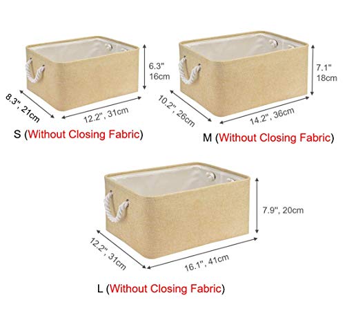 Mangata Caja de Almacenamiento de Lona Engrosada Plegable con Asas para Armario/Estante 丨 Cesta de Almacenamiento Plegable para Juguetes de Perro (Medium, Beige)