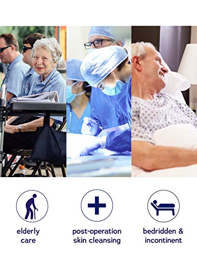 Manopla de baño sin fragancia DYMACARE | Guantes de baño para cama de adultos sin enjuague y para microondas | con Aloe Vera, látex, lanolina y sin alcohol (set de 3 paquetes)