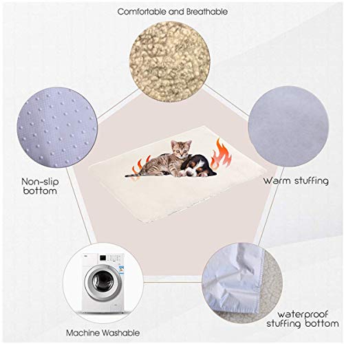 Manta autocalentable para Gatos & Perros,Manta Eléctrica para Mascotas Prueba de Agua Almohadillas,Manta térmica,sin Electricidad y baterías, Cojín de Calor,ecológico,60x45 cm