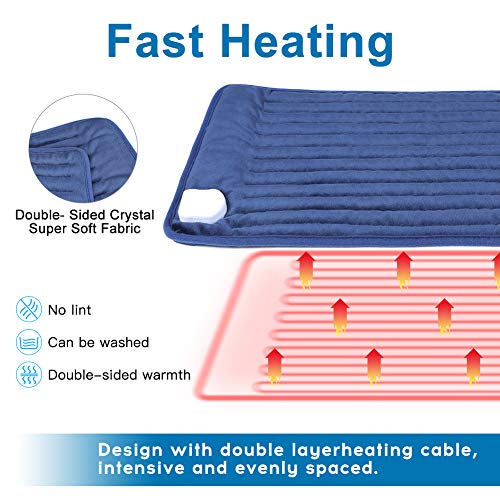 Manta Electrica Espalda y Cuello - ESSEASON Almohadilla Eléctrica con 3 Niveles de Temperatura y 1,5 Horas de Apagado Automático (60 x 30 cm) para Espalda, Hombros, Abdome