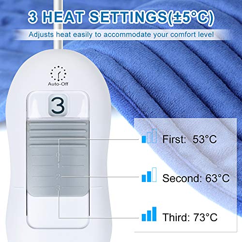 Manta Electrica Espalda y Cuello - ESSEASON Almohadilla Eléctrica con 3 Niveles de Temperatura y 1,5 Horas de Apagado Automático (60 x 30 cm) para Espalda, Hombros, Abdome