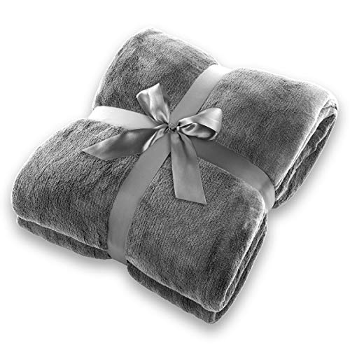 Manta Gräfenstayn® - Muchos tamaños y colores diferentes - Manta de microfibra Manta para sala de estar Manta para cama - Fibra polar de microfibra de franela (Gris, 200x150 cm)