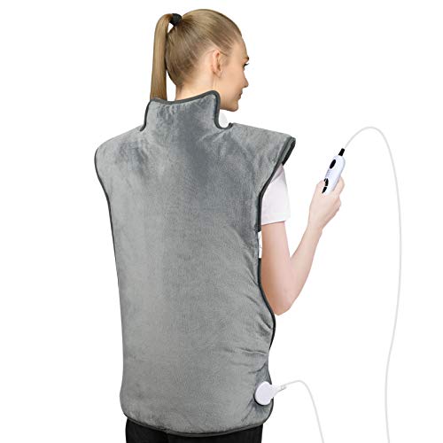 Mantas Electricas Almohadilla Térmica para Espalda, Abdomen, Hombros y Cuello Superficie Ultra Suave Calentamiento Rápido con 6 Temperaturas Ajustables para Oficina, Hogar