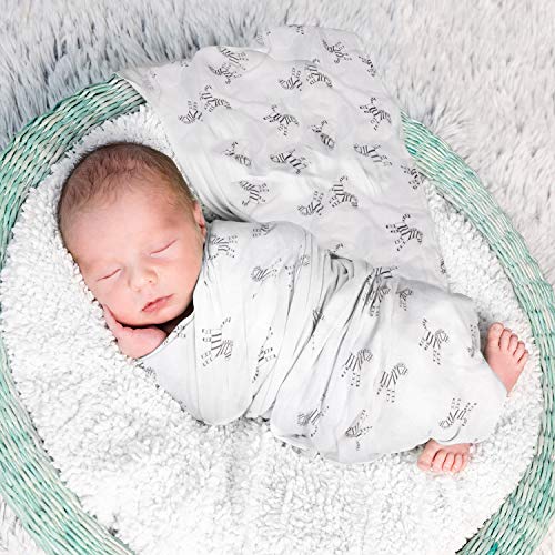 Mantas Swaddle Bebé de Envoltura de Muselina 120cm x 120 cm- Momcozy Multiuso Paquete de 4 Mantas Cuadradas Grandes para Envolver Bebés Recién Nacidos, de Algodón Orgánico de Bambú