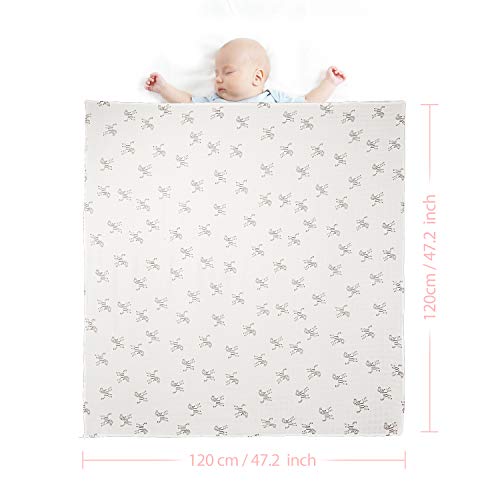 Mantas Swaddle Bebé de Envoltura de Muselina 120cm x 120 cm- Momcozy Multiuso Paquete de 4 Mantas Cuadradas Grandes para Envolver Bebés Recién Nacidos, de Algodón Orgánico de Bambú
