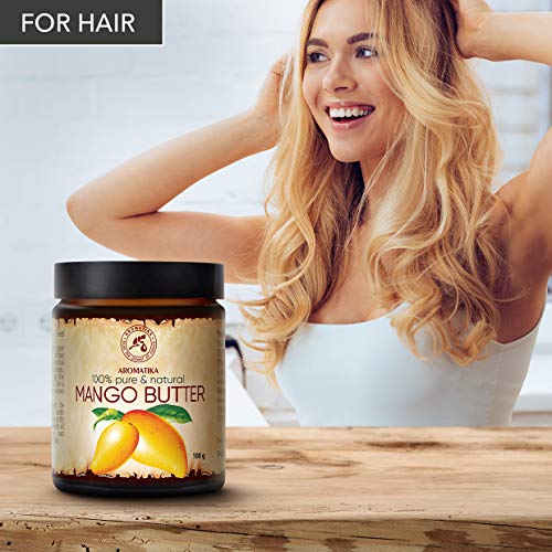 Manteca de Mango 100g - Mangifera Indica - Indonesia - 100% Puro y Natural - Botella de Vidrio - Aceite Base - Refinada - Cuidado Facial y Corporal Intenso - Piel - Masaje - Cabello