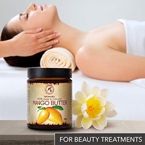 Manteca de Mango 100g - Mangifera Indica - Indonesia - 100% Puro y Natural - Botella de Vidrio - Aceite Base - Refinada - Cuidado Facial y Corporal Intenso - Piel - Masaje - Cabello